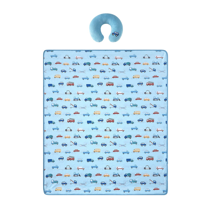 Little Nest Cars Toddler Neck Pillow and Blanket Set, 2-Piece