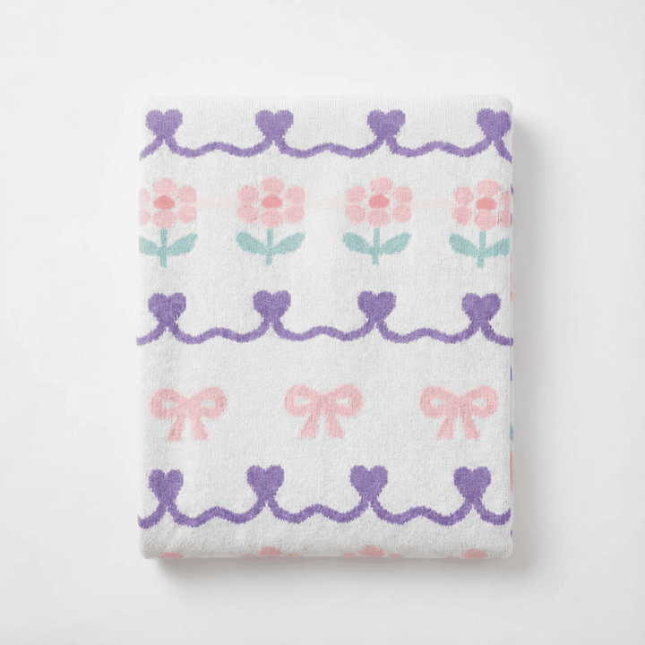 Little Nest Floral Bow Heart Blanket, 30 x 40 in