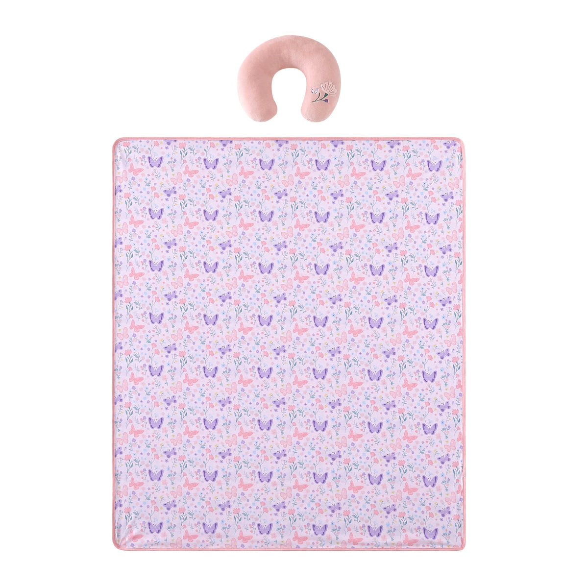 Little Nest Butterfly Toddler Neck Pillow and Blanket Set, 2-Piece