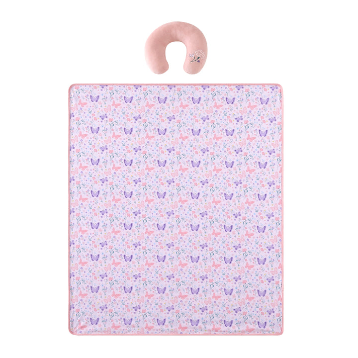 Little Nest Butterfly Toddler Neck Pillow and Blanket Set, 2-Piece