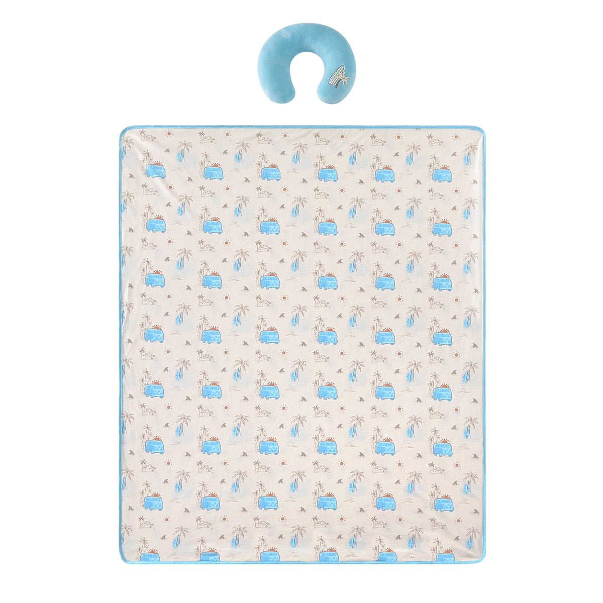 Little Nest Coastal Toddler Neck Pillow and Blanket Set, 2-Piece