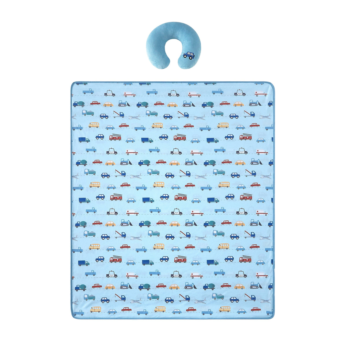 Little Nest Cars Toddler Neck Pillow and Blanket Set, 2-Piece